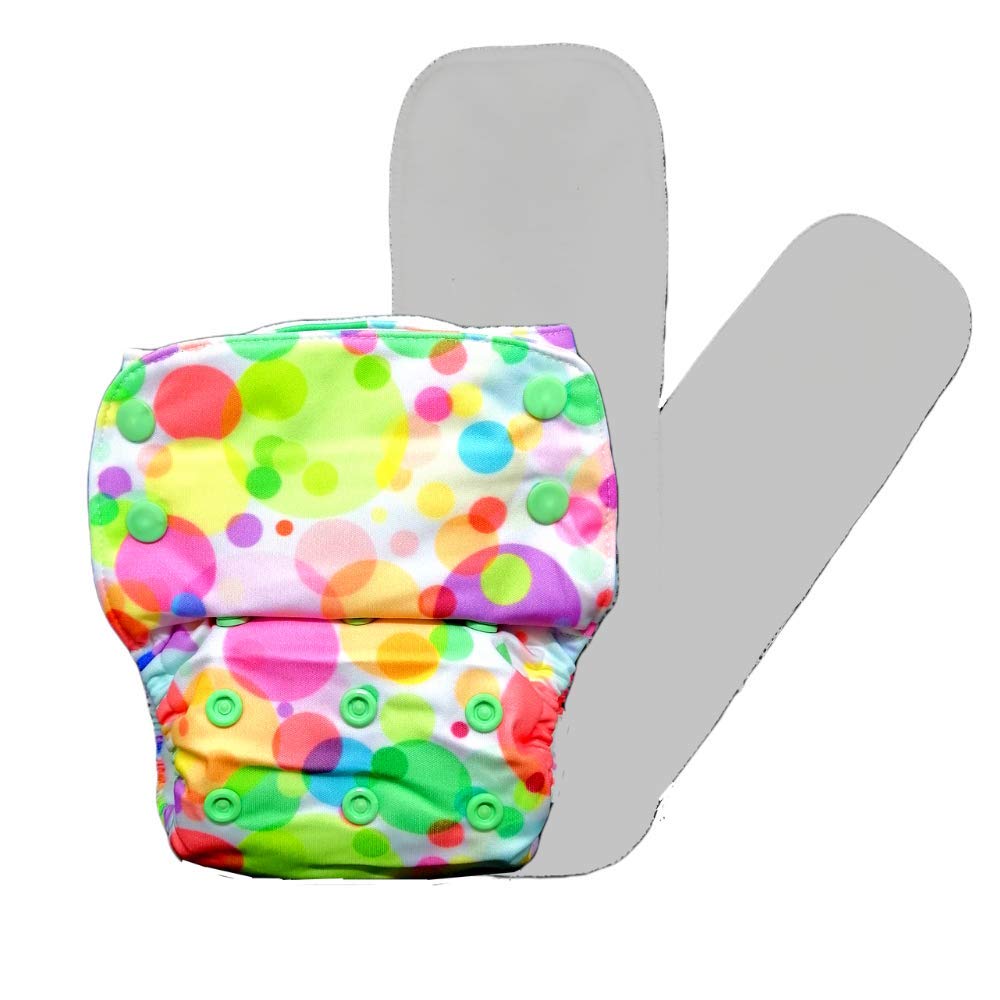 Nano AIO Cloth Diapers - one Size diapers with 100% Organic Cotton Inserts (PolkaHuesNano-AIO)