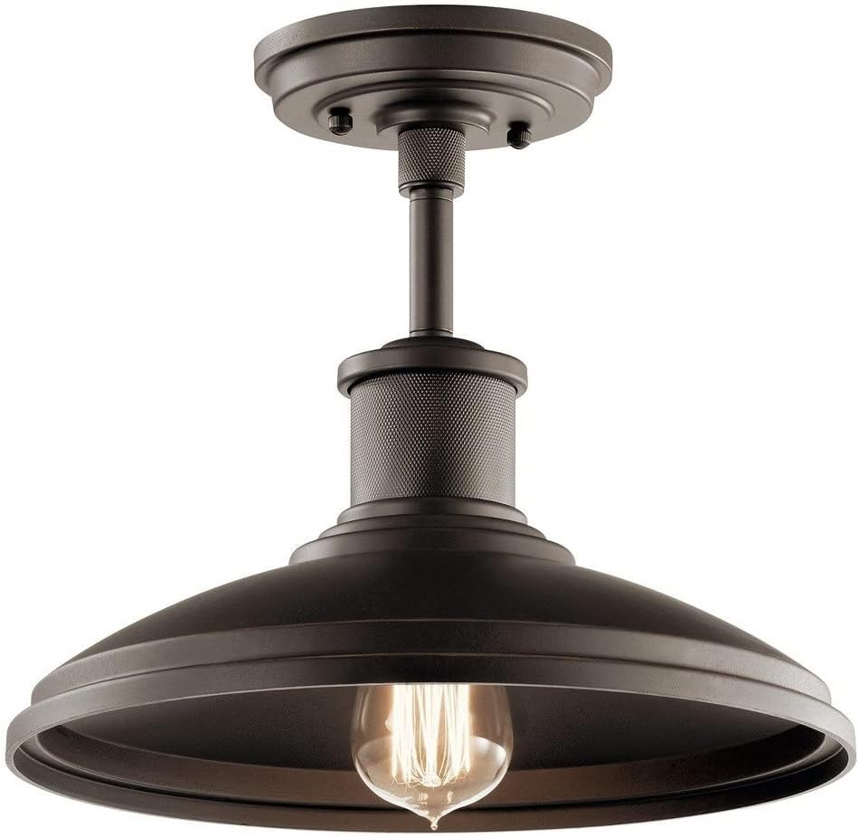 Kichler 49982BKT Restoration One Light Outdoor Pendant/Semi Flush Mount from Allenbury Collection in Black Finish,