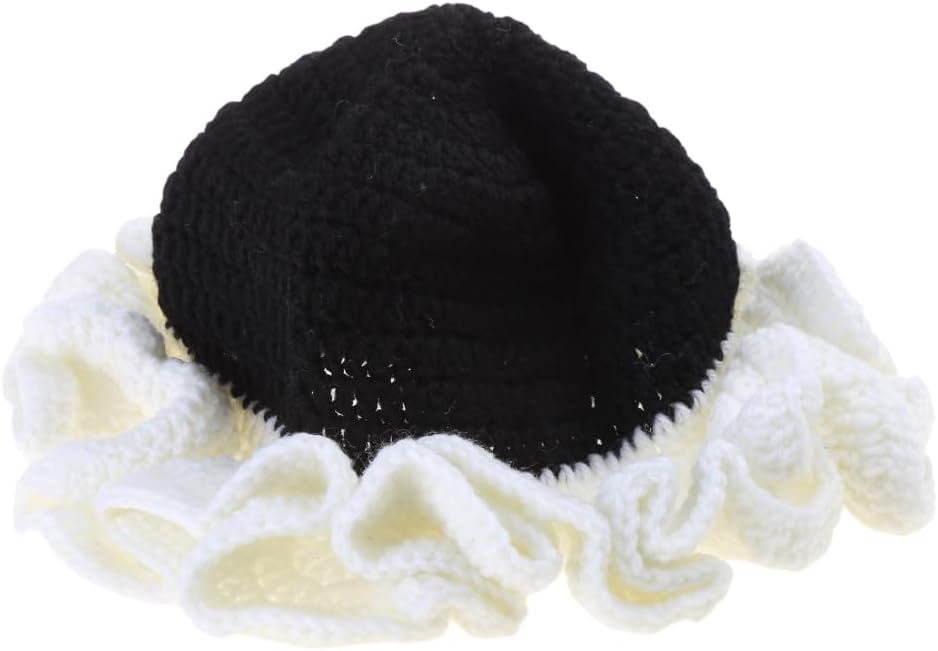 Hat, Adult Crochet Bucket Hat Handmade Ruffled Brim Fisherman Hat Windproof Hat