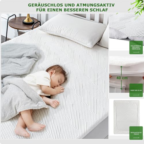 GRT Matratzenschoner wasserdicht 180x200cm, 3D-Air-Bambusfaser-Kühlmatratzenbezug & waschbare Inkontinenzauflage, atmungsaktiv, ultraweich und geräuschlos, passend für Matratzen bis zu 30 cm Höhe