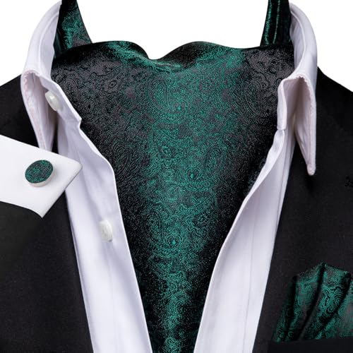 Image of Dubulle Paisley Floral Ascot for Men Self Tie Mens Cravat and Pocket Square Cufflinks Wedding