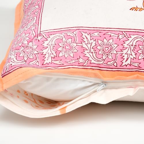 Image of BLOCKS OF INDIA Hand Block Printed Cotton Cushion Cover (16 x 16 inches) (Cushion 9)