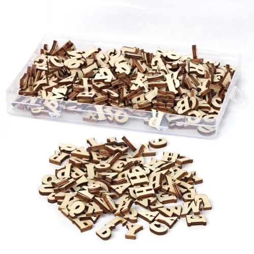 400Pcs Small Mini Wooden Letters, 15mm Small Wooden Alphabet Letters for DIY, Craft Letters A-Z for Decoration Displays, Early Educational Learning, Signs and Arts