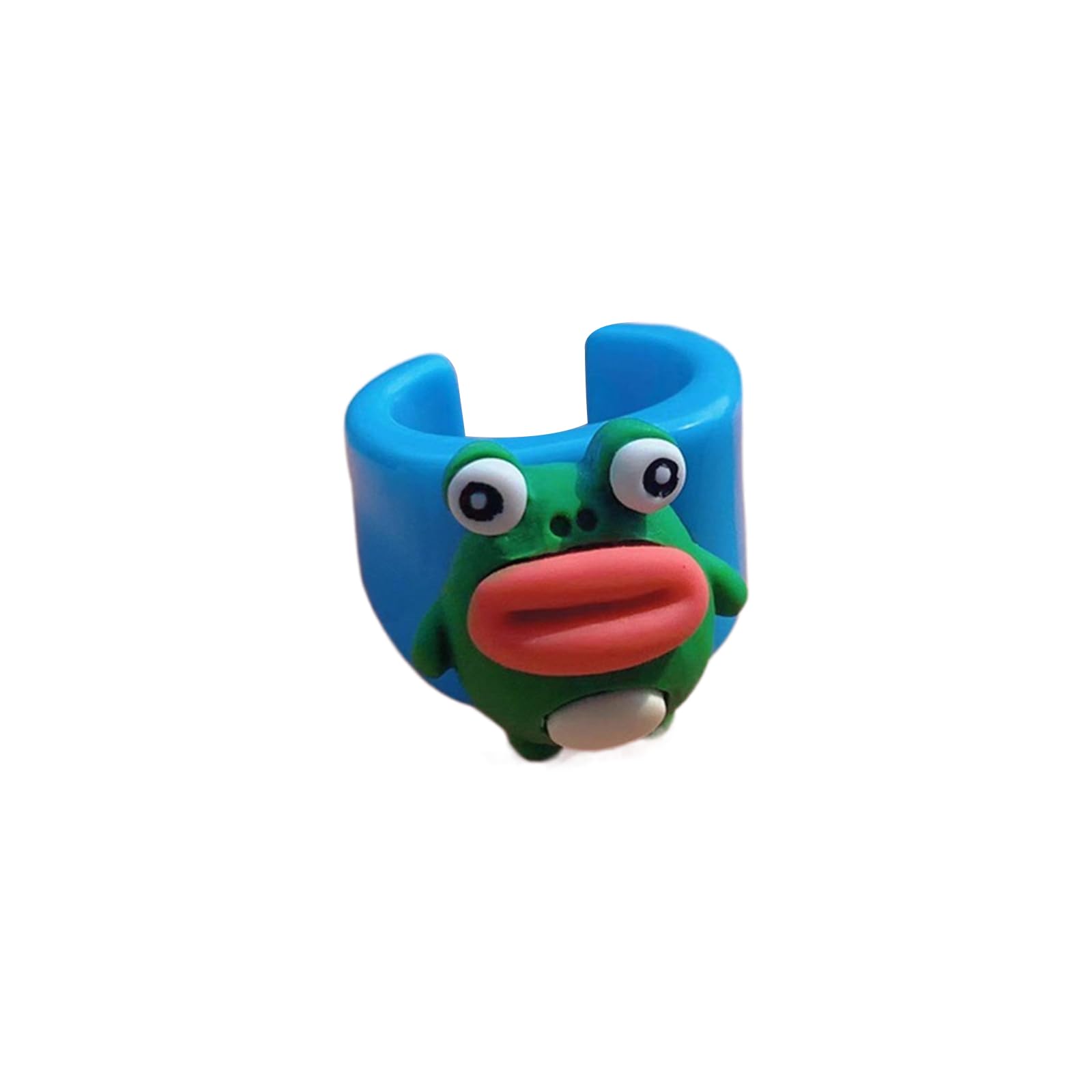 NONGYU Unique Cartoon Animal Charm Resin Rings Ugly and Sausage Mouth Finger Jewelry Couple Rings