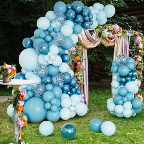 Image of Toys Treasure Blue Birthday Decoration Kit 104 Pcs - Dark Blue Light Blue Party Decorations for Boys with Balloons Happy Birthday Banner Birthday Party Supplies