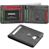 GSOIAX Mens Slim Wallet RFID Blocking Bifold wallets for men Minimalist Genuine Leather Carbon Fiber Card Holder Money Clip Thin Mens with Gift Box (Carbon Black-)