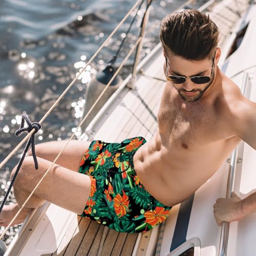 Tropical Jungle Leaves Swim Trunks Elastic Swimsuit Board Shorts Beach Shorts with Pockets for Men2