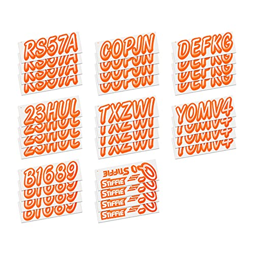 Image of STIFFIE Whipline White /Orange 3 inch Boat & PWC Registration Decals • Numbers Letters Stickers