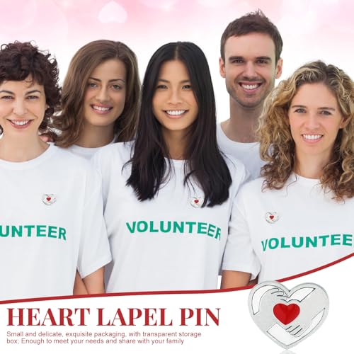 Image of Yinkin Yinkin 50 Pcs Heart Pin Bulk Two Hands Heart Enamel Lapel Pin Metal Health Brooch Badge Enamel Appreciation Award for Coworker Volunteer Team Nurse Employee Recognition Gifts