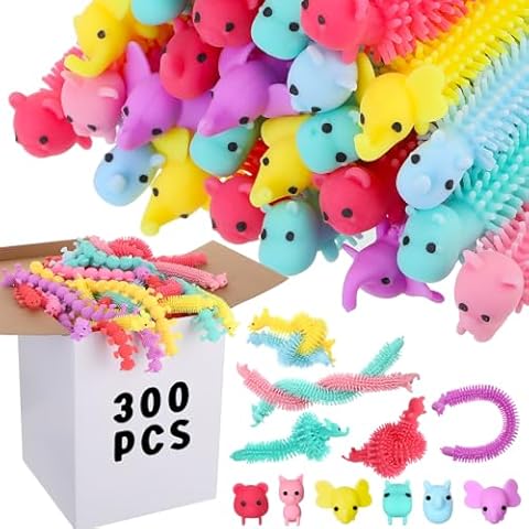 Chivao Bulk Stretchy String Fidget Toys Animal Sensory Toys Pack Worm Sensory Stress Fidget Toys for Adults Stress Anxiety Relieve Relaxing Party Favors Cover
