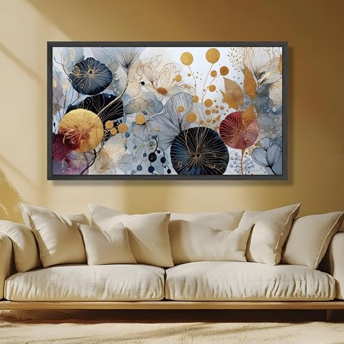 Tableau abstrait floral pour sublimer un mur de salon vide - 3