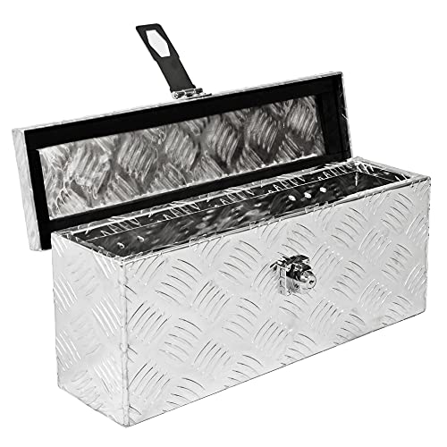 Trucky Truckbox aus Aluminium, Modell D025, 59x24x18cm, Abschließbar, Robustes Riffelblech, Deichselbox Für Werkstatt, Auto, Hobby Alu Kiste Anhängerbox