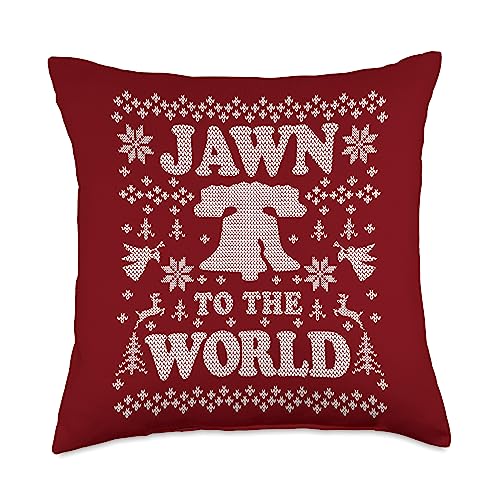 JAWN to the WORLD Philly Fan Philadelphia Ugly Christmas Throw Pillow
