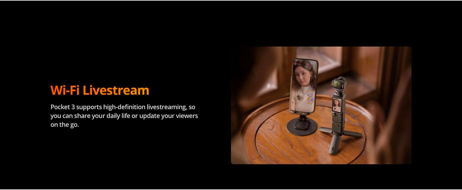 DJI Osmo Pocket 3 Creator Combo, 4K/120fps Video 3-Axis Stabilization, Handheld Vlogging Camera with Rotatable Touchscreen Mic 2 (CP.OS.00000302.01) + 64GB Memory Card + Camera Bag + More - Image 8