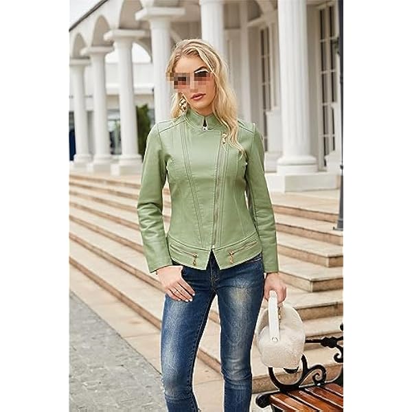 Adhdyuud Vrouwen Slanke Faux Lederen Jas Herfst Casual Gesplitst Motorjas Moto Biker Rits Jassen