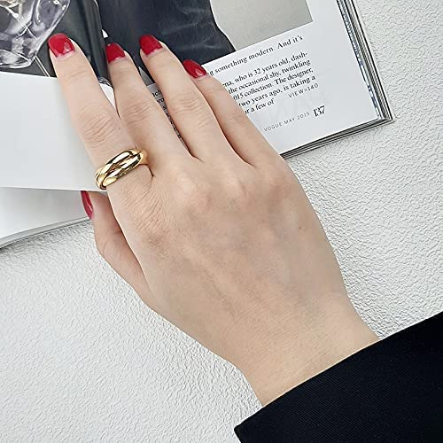 MYNENEY Women Minimalist Promise Ring Triple Interlocked Rolling Rings Size 4-122