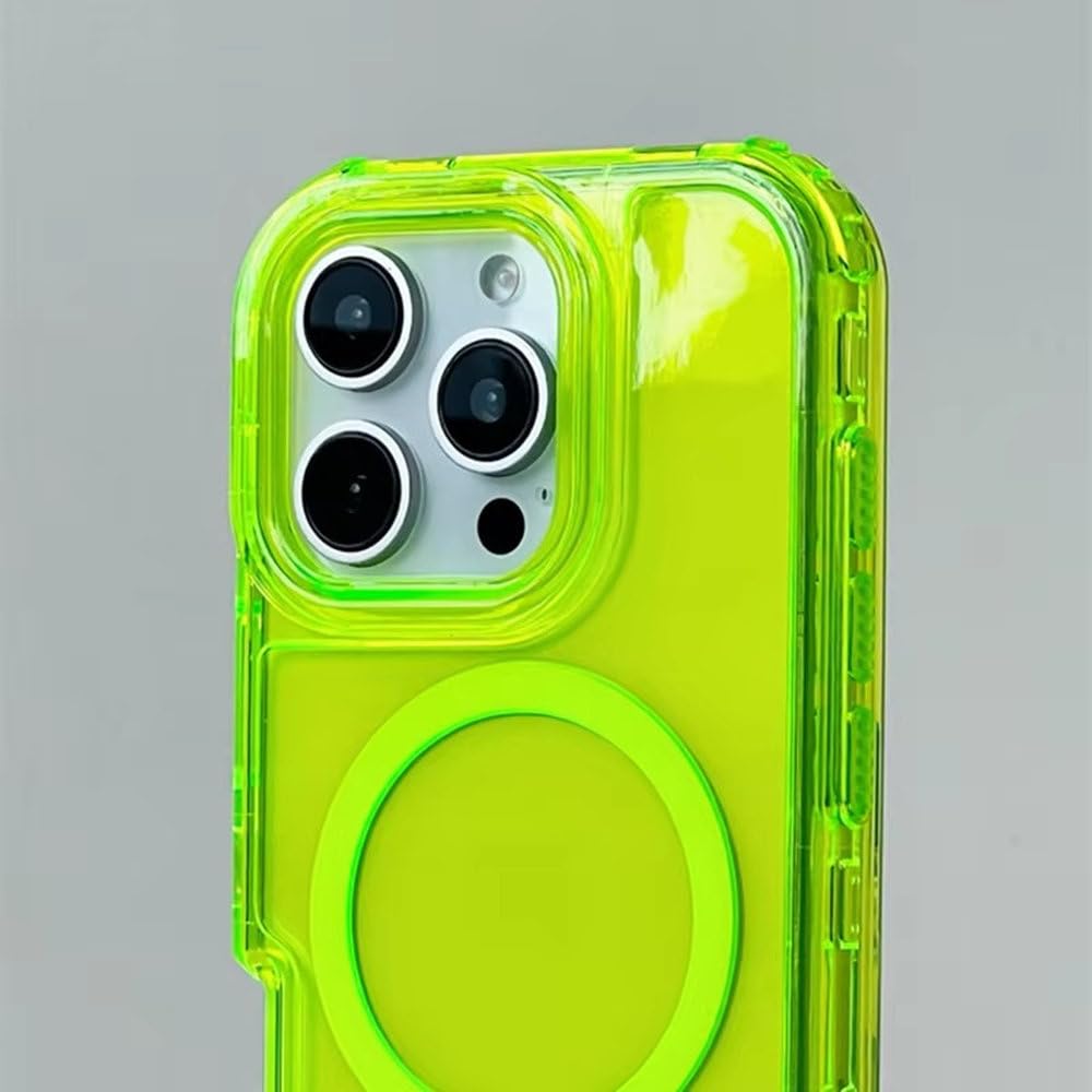 Custodia antiurto per telefono con paraurti color neon per iPhone 16, 16pro max, 14, 15 Pro, 13, 11, 12, custodia trasparente con ricarica wireless, trasparente, per iPhone 12 Pro Max