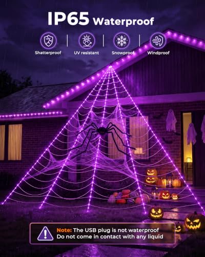 Halloween Decorations Spider Web Lights, 255 LED 16.4Ft  - image 3