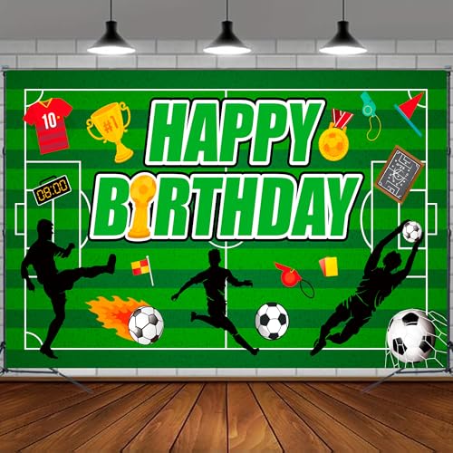 Toile de Fond de Football, 180cm x 110cm Soccer Toile de Fond pour Fête d'anniversaire de Football, Decoration Anniversaire Foot