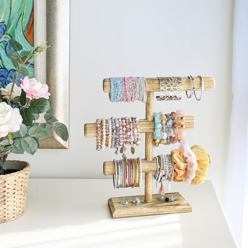 MOOCA Free Assembly 3-Tier Wooden Jewelry Display Stand, Bracelets, Necklaces, Watches, Bangles Holder Stand, Accessory Display Storage Organizer, Oak Color by MOOCA - Image 6