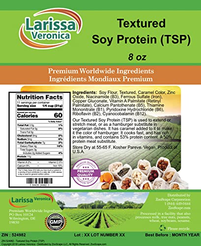 Larissa Veronica Textured Soy Protein (TSP) (8 oz, ZIN: 524982) - 2 Pack