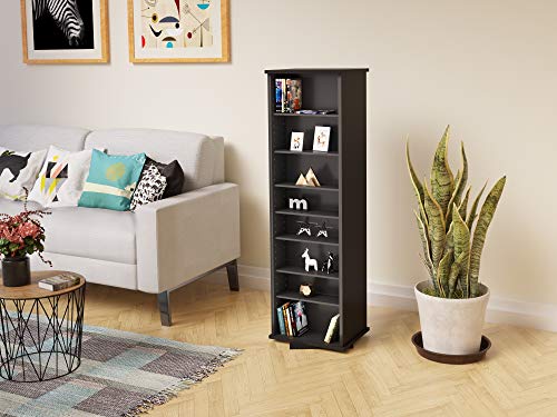 Image of Prepac 2 Revolving Display Cabinet Media Storage, Two-Sided Spinning Tower, Black