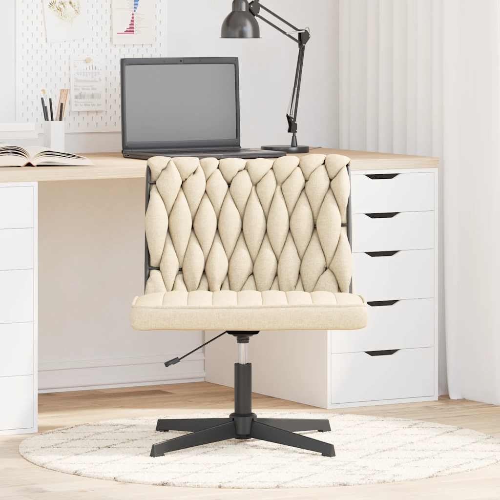 Krzesło biurowe, obrotowe, kremowe, z tapicerką i podłokietnikami, regulacja wysokości, funkcja obrotu o 360 stopni, ergonomiczne krzesło do biurka, do biura, jadalni, salonu, kuchni