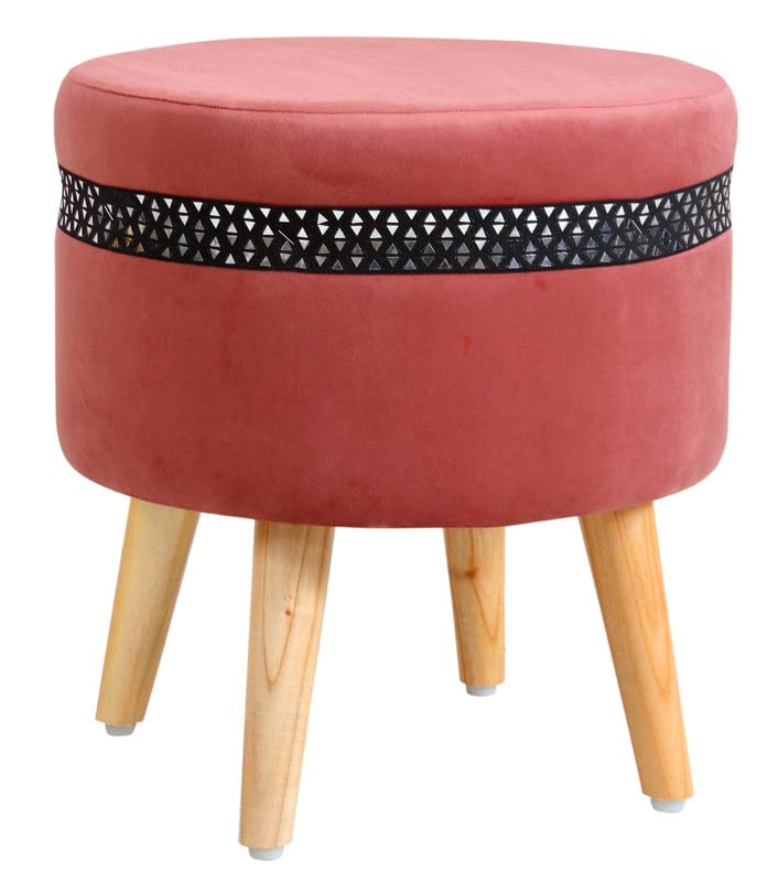 Image of Ottoman Stool for Living Room Foot Rest | Velvet Small Ottoman Foot Stool | Solid Wood Legs | Footstool Puffy for Home, Bedroom & Makeup Table | 16x16x18 Inch, Set of 2 (Star Gajri)
