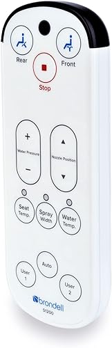Miniatura 5 de Asiento para inodoro o bidé Brondell Swash 1200, color blanco con doble boquilla de acero inoxidable, agua caliente continua, configuración