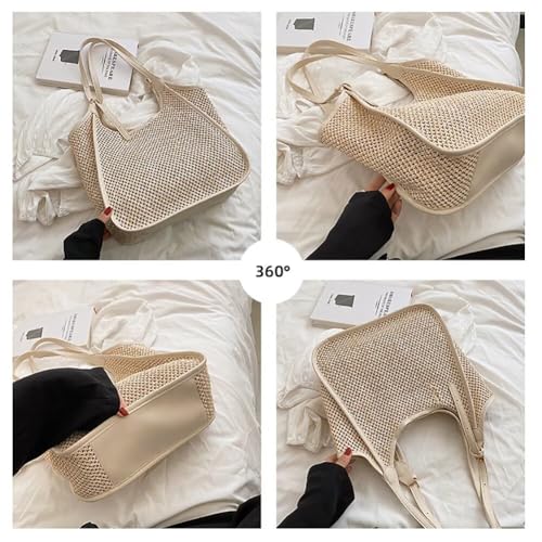 Women’s Woven Tote Bag Large Capacity Shoulder Beach Handbag Casual Top Handle Bag Travel Purse Designer Straw Bag3