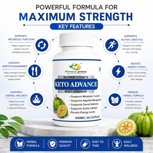 Image of Keto Advance 800mg Capsules for Weight Management | 60 Capsules | Metabolic Function Support | Appetite Management | Energy Support | Herbal Wellness Supplement