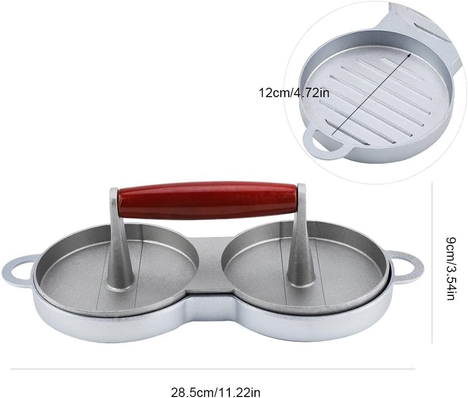 Image of Hamburger Press Patty Maker Mold Round Shape Burger Tikki Press Mold for Making Burger Patty | Stainless Steel Surface with Bottom Groove Design Rice Cake and Aloo Tikki Mold Press