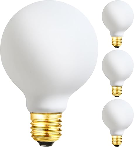 Leools Bombilla LED G25G80 regulable sin parpadeo blanco mate 6 W blanco suave 3000 K CRI95 600 LM, equivalente a 60 W, bombilla LED Edison Globe