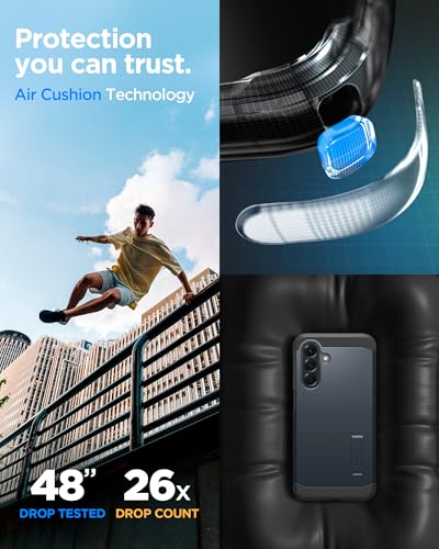 Image of Spigen Tough Armor | Samsung Galaxy A56 5G Case [Kickstand] [Air Cushion Protection] Galaxy A56 5G Back Cover | TPU+PC - Metal Slate