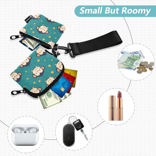 Cute Animal Monkey Dual Wristlet Wallets for Women Minimalist Coin Purse Change Holder with Wristlet Strap for Women 2 Packs billetera de Mujer para tarjetas2