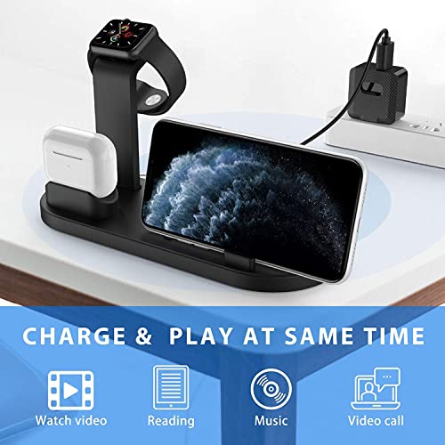 360 Rotation 3 In 1 Charger Station For Airpods Smart Phone Mobile Phone Multifunctional Charging Station 15W Fast Charge Wireless Charger, Portable Smart Watch Phone Cradle Dock Stand #TOP7