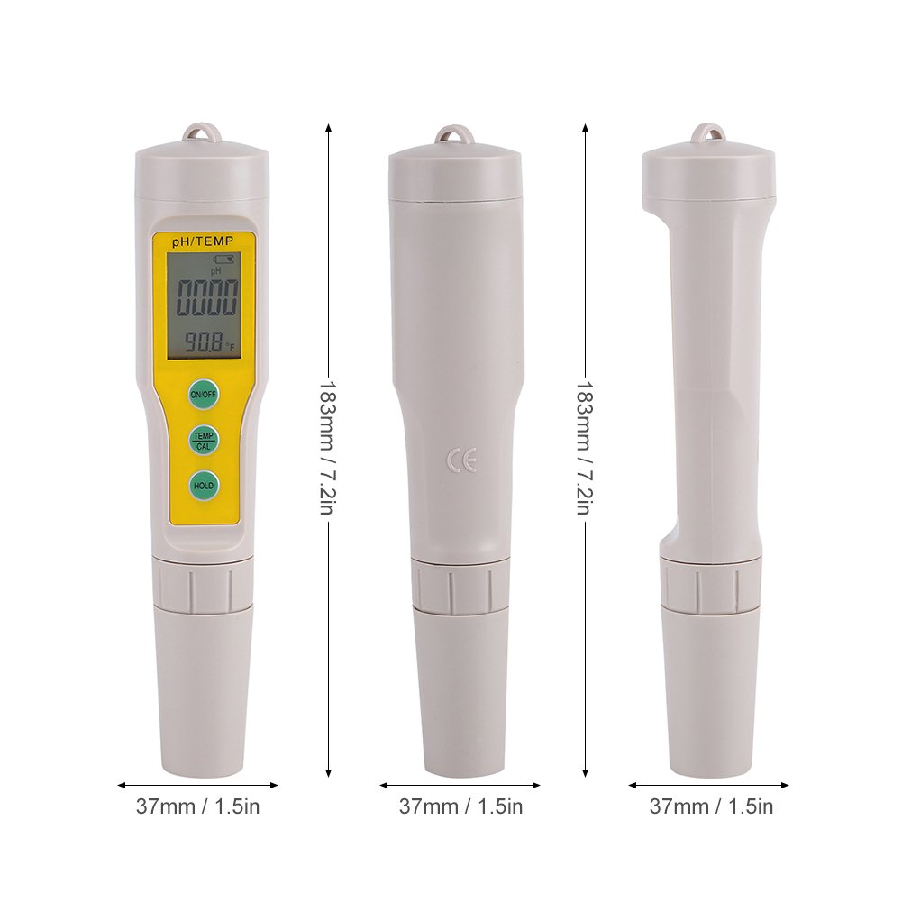 Yosoo pH-Messgerät Wasserqualitätsprüfer mit pH- und Temperaturanzeige, digitales LCD-pH-Messgerät, Wasserstift, Analyzer für Aquarium, Pool, Wein