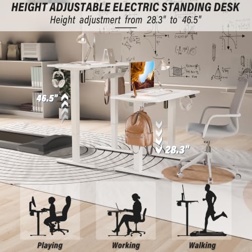 Image of Kingant Standing Desk, 32x24 Inch Electric Height Adjustable Computer Desk