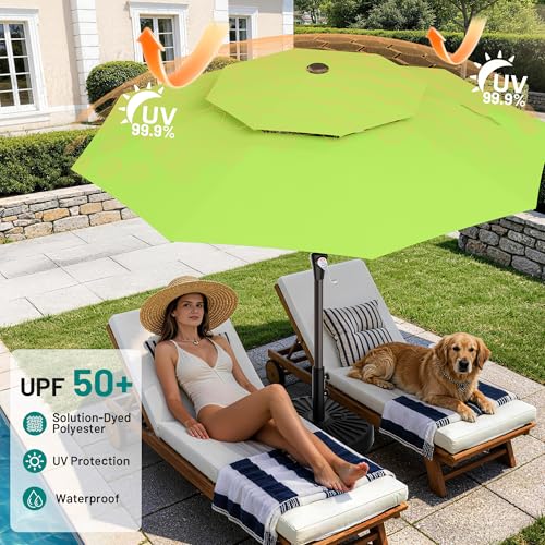 Image of AreShark 10ft 2 Tiers Patio Umbrella - Outdoor Umbrella Waterproof UV Protection, Market Table Umbrella w /Push Button Tilt&Crank for Pool, Porch, Garden(Apple Green)