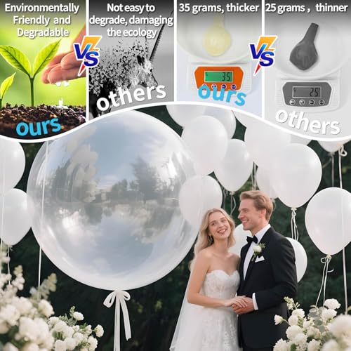Image of Clear Balloons 9pcs 36 Inch Extra Large Big Jumbo Giant Transparent Bubble Latex Helium Balloons for Graduation Wedding Baby Shower Gender Reveal Birthday Party Decorations