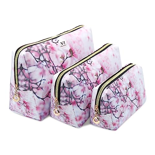 Image of NFI essentials Makeup Pouch Set of 3 Piece, Stylish Pouches for Makeup Accessories, Travel Pouch for Women, Cosmetic Pouch, Vanity Case, Jewellery Pouch, Toiletry Make up Bag