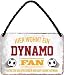 Produktbild WOGEKA ART Retro Blechschild - Hier wohnt ein Dynamo Fan Fußball - witziger Spruch als Geschenk-Idee zum Geburtstag Weihnachten zur Dekoration 18x12 cm Vintage-Design Hänge-Schild aus Metall HS10