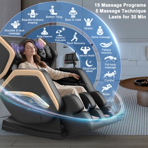 NAGLIFOR Massagesessel, Ganzkörper-Massagestuhl mit 14 Rollen, 8 Airbags Massage, Heizfunktion, Fußmassage, Bluetooth-Lautsprecher, Touch-Fernbedienung – Bild 3