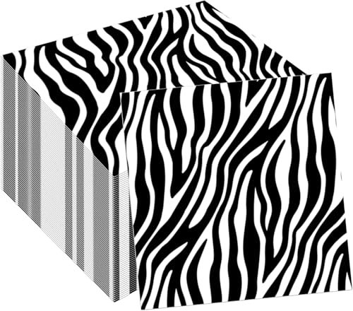 40Pcs Zebra Paper Napkins Zebra Print Party Napkins Jungle Animals Zebra Napkins Zebra Birthday Party Napkins Zebra Themed Party Supplies Zebra Disposable Paper Napkins for Jungle Animals Party Pack