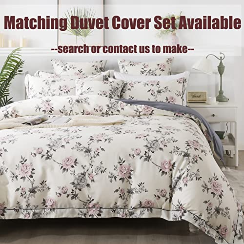 Image of FADFAY Floral Sheets Set Full Vintage Rose Floral Bedding Shabby Grey and Pink Peony Print Sheets Farmhouse Bedding 800 Thread Count 100% Egyptian Cotton Soft Deep Pocket Fitted Sheet 4Pcs, Full Size