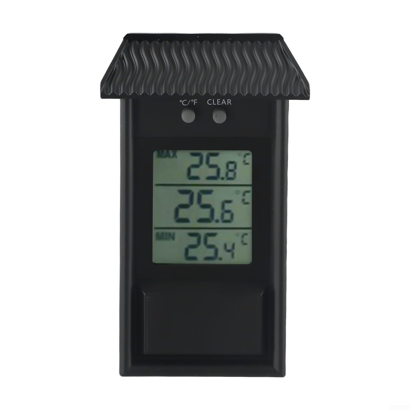Digital Display Max Min Thermometer With for celsius Fahrenheit Conversion, Waterproof IP45 ABS, Indoor Outdoor Wall Mount For Home Garden Greenhouse Conservatory(black)