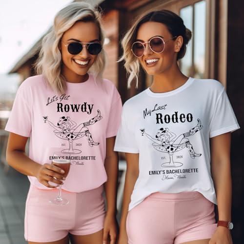 Bachelorette Party Shirts, Last Rodeo Bachelorette Tees, Let's Get Rowdy T-Shirts, Western Bride, Bridal, Personalized Location4