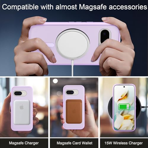 Image of X-level for Google Pixel 9A Case Compatible with MagSafe, Military Grade Drop Protection,Slim Translucent Matte Back Cover Shockproof Anti-Scratch Magnetic for Google Pixel 9A Phone Case,Purple