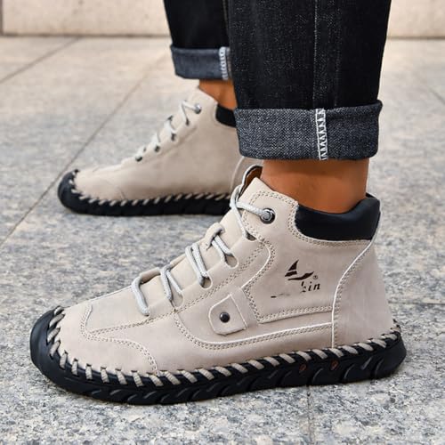 Sawbehind Mens Boots, Comfortable Handmade Leather Boots,Waterproof for Outdoor Work and Casual Shoes Lace-up2