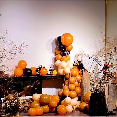Image of 130pcs 18 /12 /10 /5 Inch Black and Orange Balloons Garland Arch Kit | Different Sizes Pack Latex Balloon for Birthday Graduation Halloween Party Decoration